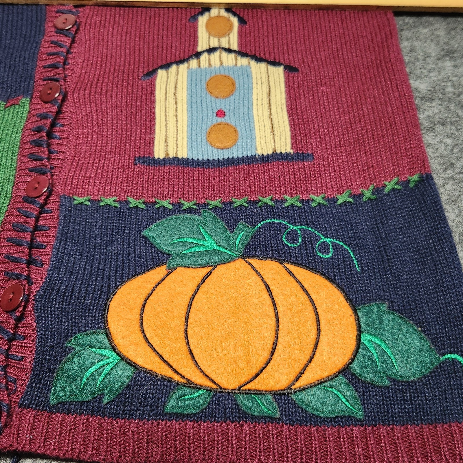 Womens Capacity Fall Pumpkin Patchwork Embroidere… - image 2