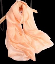 100% Silk large Scarf Women neckerchief Shawl Wrap solid color beige pink JH39