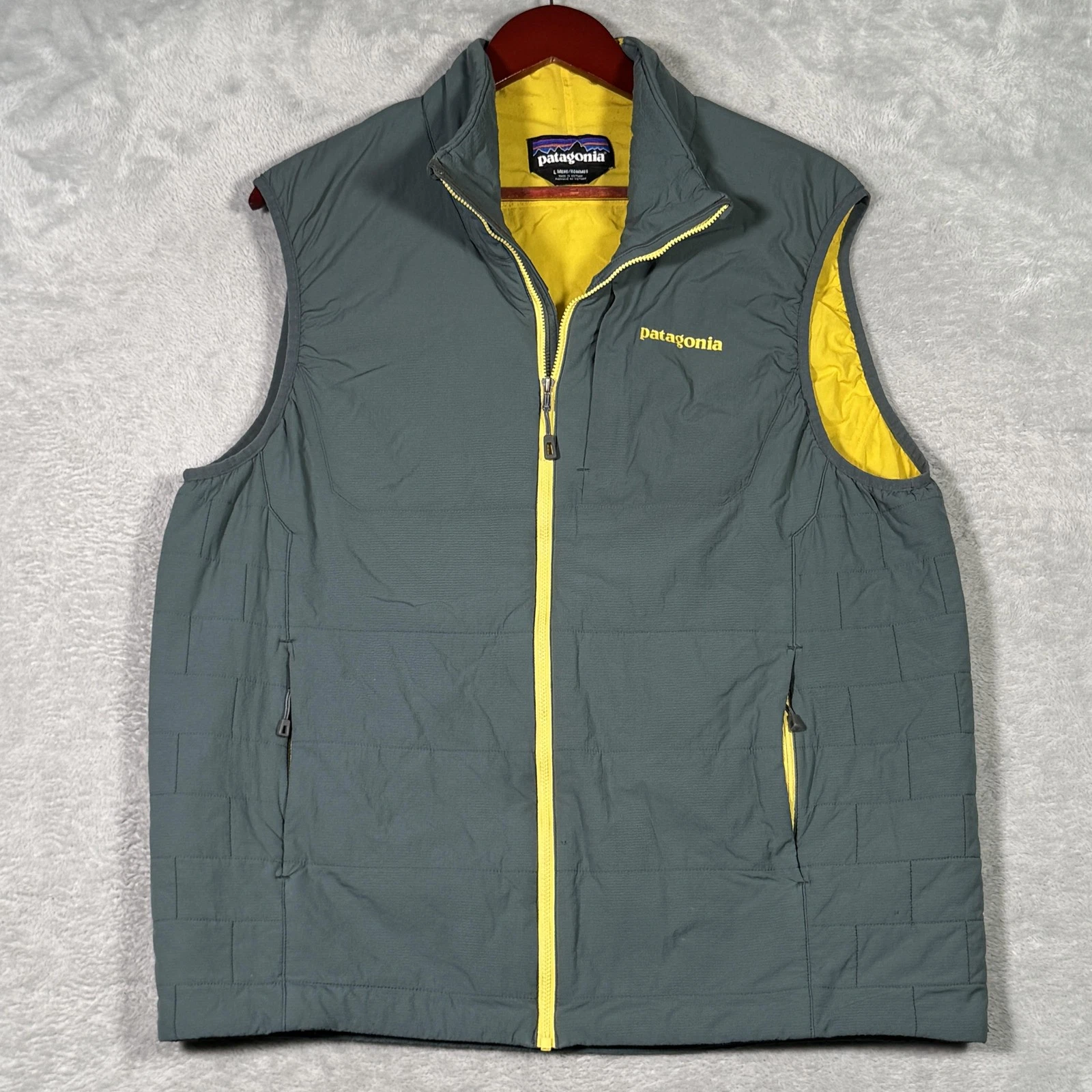 Patagonia Vest Mens L Green Quilted Insulated Full Zip Outdoor Nano Air