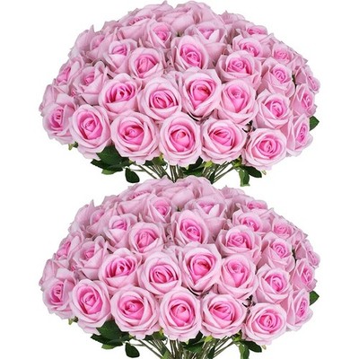 100-teiliges künstliches Samt & Seide Rosen Blumen Set