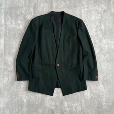 Issey Miyake Men Wool Collarless Jacket Green Brush Tag 80s M EL AGA