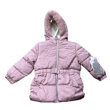 Kensie Girl Faux Fur Pink Puffer Long Sleeve Jacket Flowers Girl Sz 2T NWT