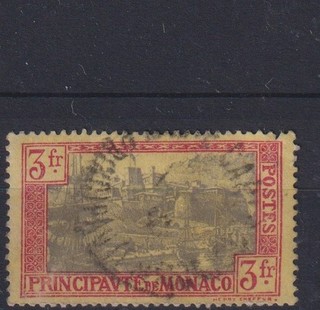 MONACO 1924 SG103 TYPE 17 3f LILAC & RED ON YELLOW USED CV £19
