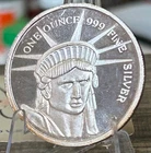 VINTAGE 1986 STATUE OF LIBERTY .999 FINE SILVER ART ROUND