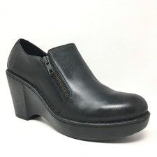 Born Elliott Clogs Booties Shoes Womens Size 10 Black Leather Double Side Zip