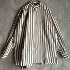 80's ISSEY MIYAKE MEN Vintage Asymmetric Band-collar Shirt Size M White Beige