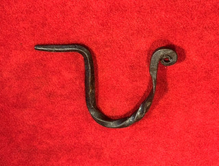 RARE REVOLUTIONARY WAR ERA BLACKSMITH FORGED LAMP HOOK / VALLEY FORGE HUT 1901