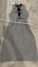 More to Come Black White Gingham Cut-Out T-Shirt Midi Dress Tie Size XXS