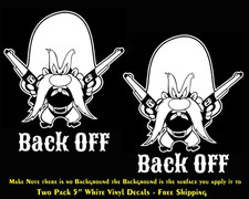 Yosemite Sam Back Off Two 5" White Vinyl Decals Car Truck Window Camper RV