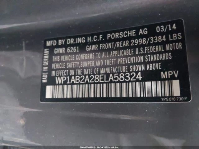 Automatic Transmission 4.8L Without Turbo Fits 11-14 PORSCHE CAYENNE 981274 Foto 3 de 4