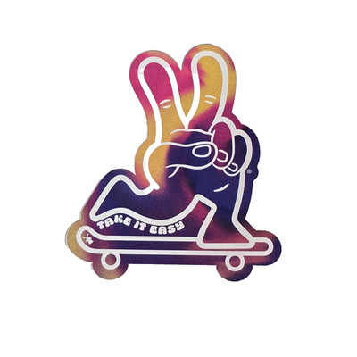 New Dutch Bros Coffee TAKE IT EASY Skateboard Peace Hand Sticker March 2025 Drop
