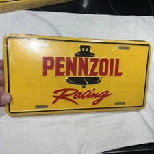 PENNZOIL RACING LICENSE PLATE NEW OLD STOCK
