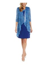 R&M RICHARDS Womens Blue Sleeveless Above The Knee Wear To Work Shift Dress 8