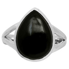 Natural Black Onyx - Brazil 925 Sterling Silver Ring s.7 Jewelry R-1005