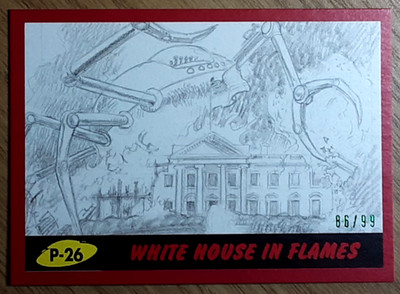 2017 Mars Attack's The Revenge Red Card P-26 White House in Flames.