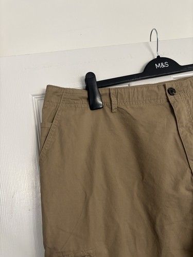 MARKS & SPENCER MENS CAMEL BEIGE CARGO CHINOS TROUSERS Waist 40” Leg 31” Bnwt - Picture 3 of 9