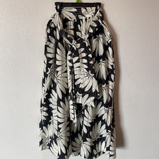 Farm Rio Copacabana Skirt Womens Medium Black White Bow Midi Pockets