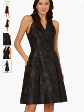 Adrianna Papell Metallic Floral Jacquard Sleeveless Fit Flare Cocktail Dress