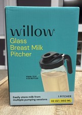 willow Glass Breast Milk Pitcher 32oz Easy Pour Spout NIB Sealed