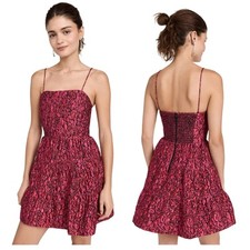 Alice + Olivia Women's Jamila Spaghetti Strap Tiered Mini Dress Sz 10 NWT