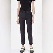 Nili Lotan Gray Wool Blend Tel Aviv Pin Striped Tapered Ankle Trouser Pants 0