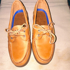 Sperry Top-Sider Mens Brown Leather Boat Shoes Lace-Up Rubber Sole 9M