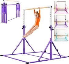 Foldable Gymnastics Bar, 5.6FT Folding Horizontal Bars for Kids Ages 3-12, Weigh