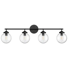 4 Light Black Bathroom Vanity Light Fixture Over Mirror Industrial Black Wall...