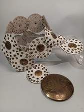 Vintage Concho Belt L Wide Moroccan Leather Medallion Chunky Rivet Brass Studs