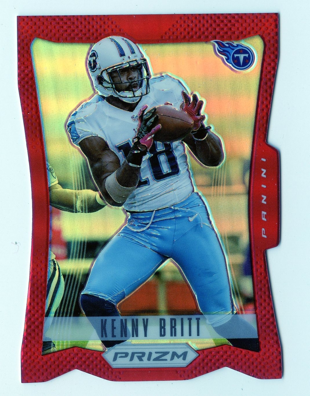I653 KENNY BRITT 2012 PRIZM RED REFRACTOR DIE CUT #190 TITANS RARE SP