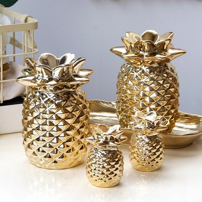 Keramik Gold Ananas Figur, künstliches Obst Ornament