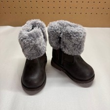 OshKosh B'gosh Toddler Girls Empress Ankle Boots Size 4M Brown Faux Fur Winter