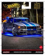 Hot Wheels Custom Paul Walker R34 Skyline Fast and Furious Premium Sized Card