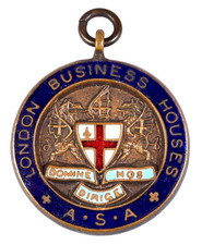 Vintage London Business Houses Amateur Swimming Association 1953 Enamel Medal