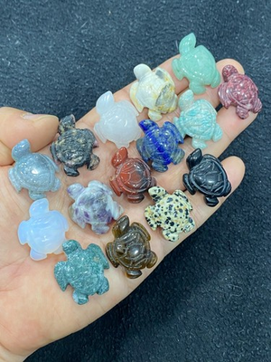 #ad 5pc Natural mix Quartz hand Carved Mini Sea turtle crystal Reiki healing $10.39