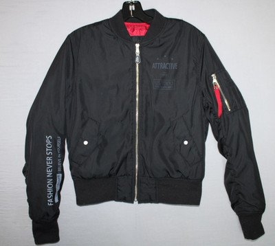 Bershka Jacket Full Zip Graphics on Back and Front Zip on Sleeve Pockets Medium