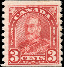 Canada Stamp Scott #183 Mint H F+ Coil 3c 1931 King George V Arch-Leaf Issue