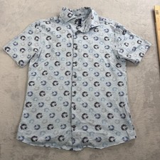johnnie-O Floral Shirt Mens M Blue Short Sleeve Button Up Top Shelf Cotton