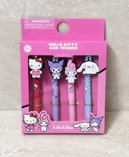 Hello Kitty Kuromi My Melody Cinnamoroll Set of 4 Click Top Pens Primark -NEW