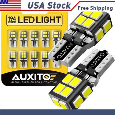 10X T10 LED License Plate Light Bright Bulbs White 194 168 158 192 2825 14E 2/4x