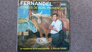 Autographe Dédicace de l'Acteur FERNANDEL sur Très RARE LP 25cm CONTES DE NOËL