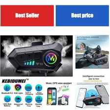 Motorcycle Helmet Bluetooth Headset V5.3 Handsfree IPX6 1000mAh Ambient Light