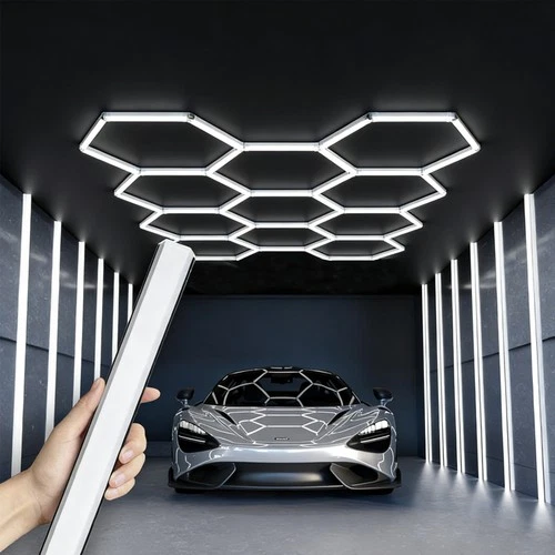 Hexagon Garage Lights 26400LM 11 Grid Honeycomb LED Shop Gym Ceiling Light 6500K