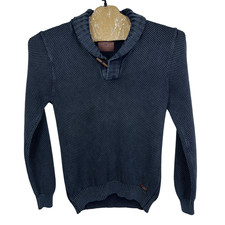 Scotch & Soda Sweater Herren Large Blau Kragen Schwerer Strickpullover Pulli