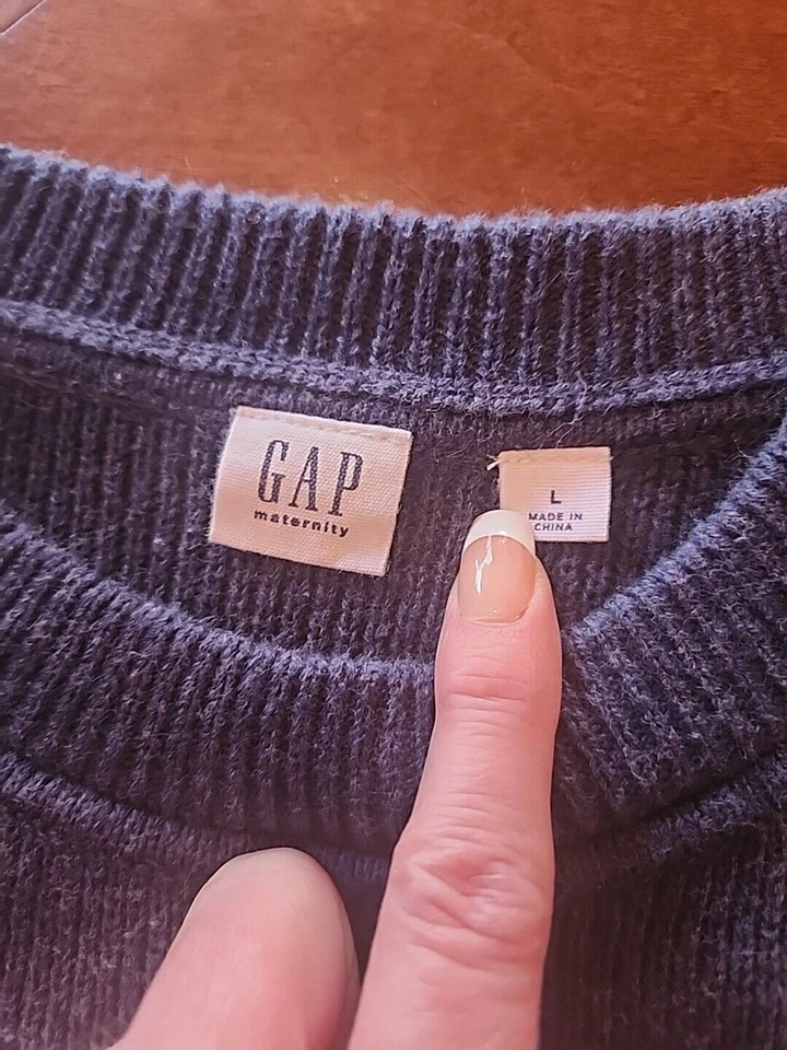 Gap Maternity Crew Neck Cotton Tunic Sweater, Large Blue White Nautical Stripe - Image 4 of 4