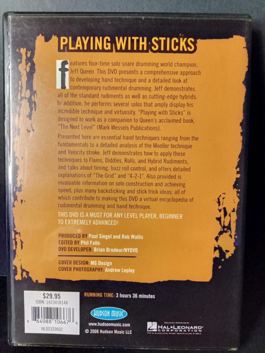 ミュージック Jeff Queen PLAYING WITH STICKS DVD Jeff Queen - Playing with Sticks/The Next Level: Snare Drum Book