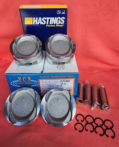 YCP 76,5 mm 1,50 60 pistones Vitara baja comp + anillos de hash para Honda D16 Turbo - Imagen 4 de 5