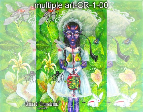 Quadro Pop Art Originale Contemporaneo Moderno Ritratto Cartone Animato Giardino Fiori - Foto 6 di 24