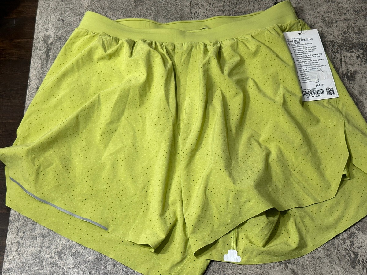 Lululemon Fast Free Short 6” Lined Wasabi LM7AU8S WSBI Men's