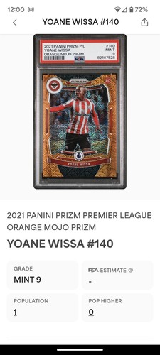 Yoane Wissa Rookie 2021 PANINI Orange PRIZM MOJO RC PSA 9 SP 1/1 Pop 1π₯ - Picture 2 of 3